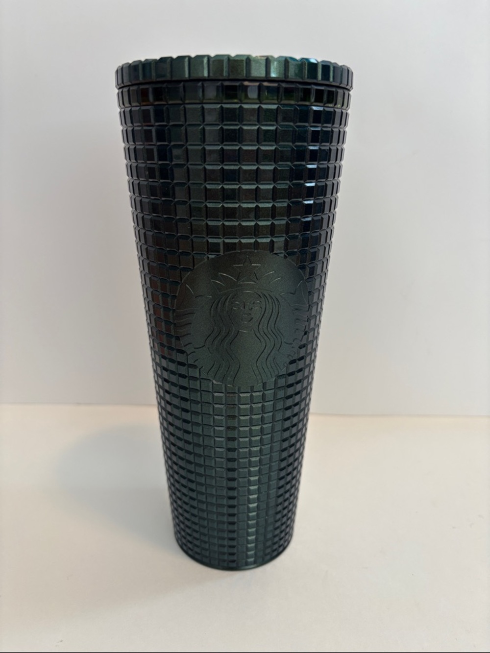 FINAL! Starbucks 24oz Venti Dark Metallic Green Grid Tumbler